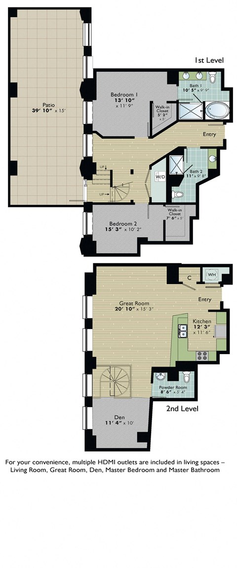 floor plan of the second and third floors of the house at Park Pacific, St. Louis, MO, 63103
